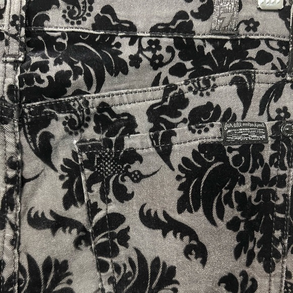 7 For All Mankind skinny in the floral flocked velvet dark denim jean. - Picture 4 of 6